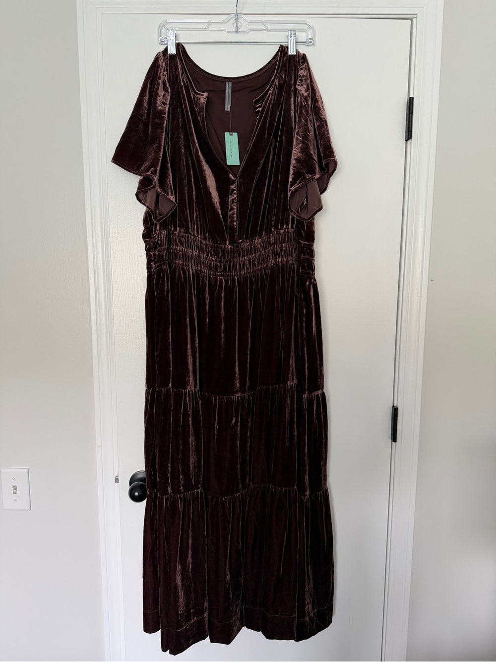 Anthropologie Chocolate Brown Velvet Somerset Maxi Dress NWT - Picture 4 of 9